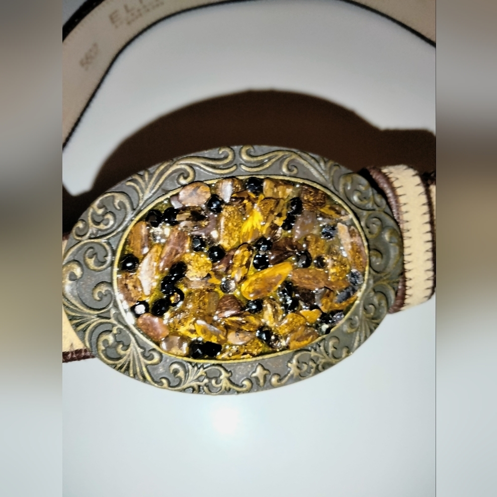 Elite Accessories Genuine Leather Embellished Buckle Belt (NWT)